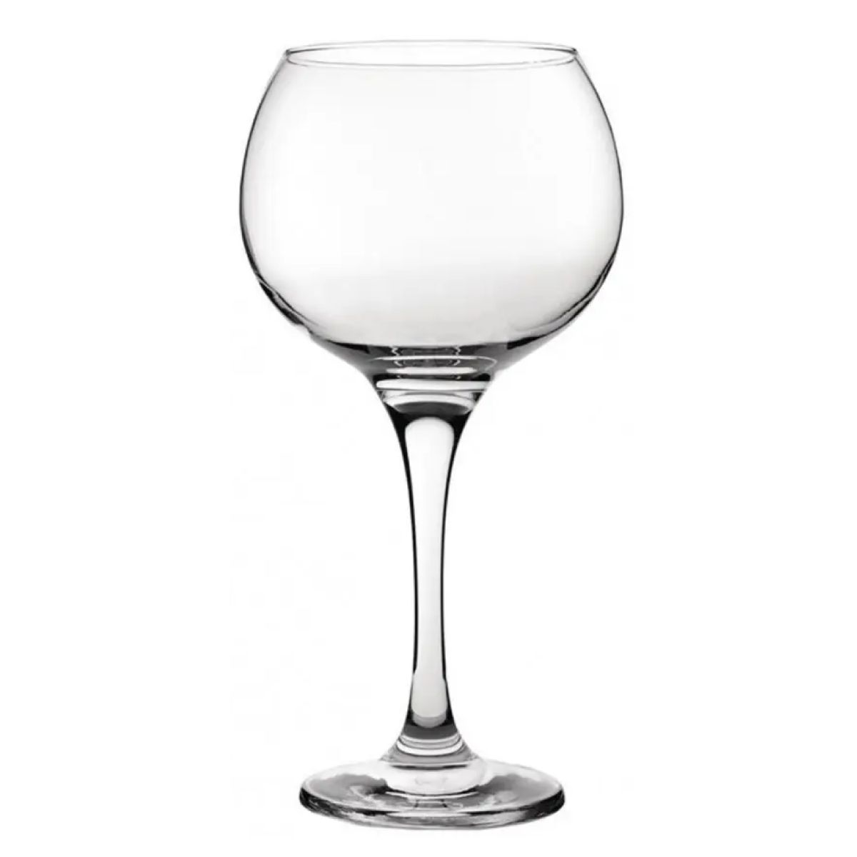 Vooraanzicht van groot Gin Tonic glas Ambassador 79 cl. met ronde kelk en stevige voet, volledig van helder glas.