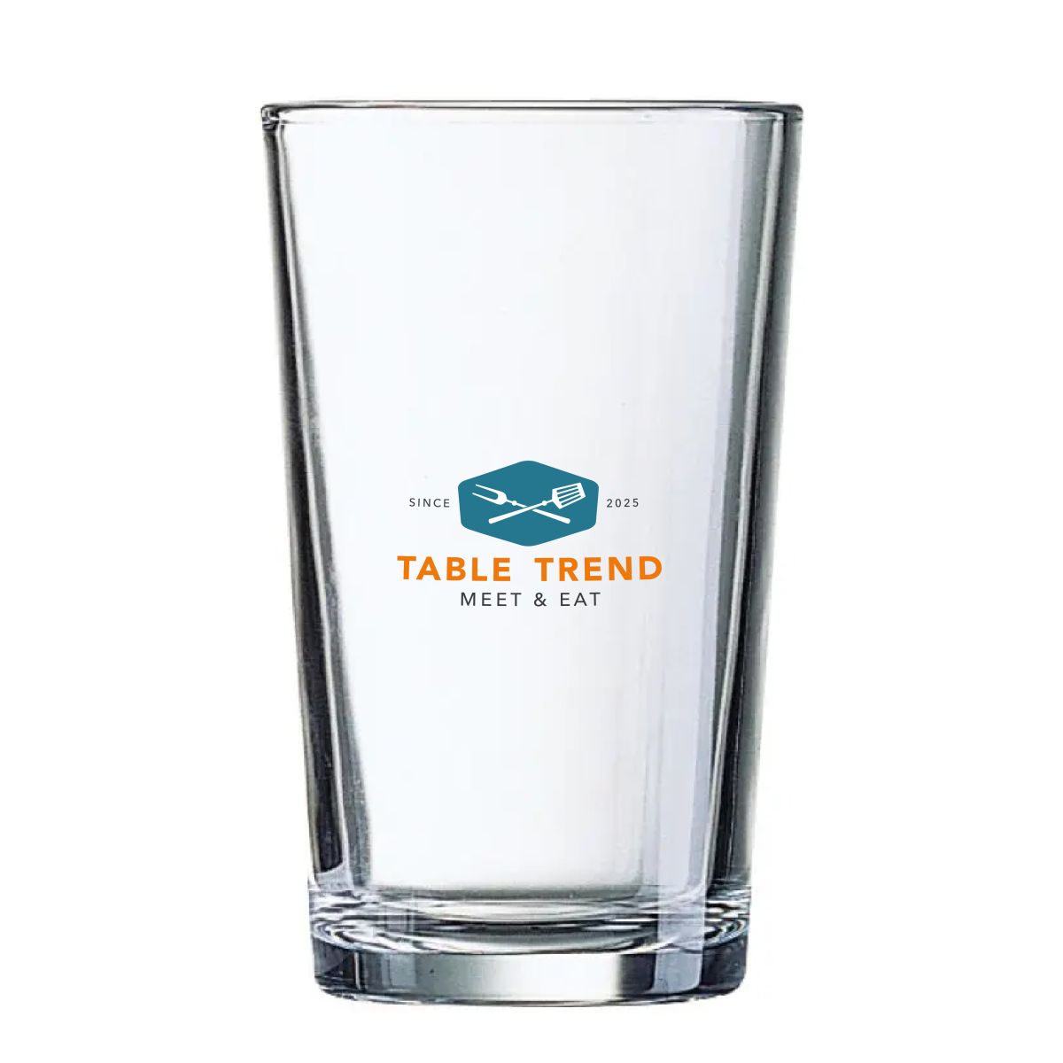 Glas Conique 57 cl. bedrukt met meerkleurig TableTrend-logo op het voorvlak van het glas.