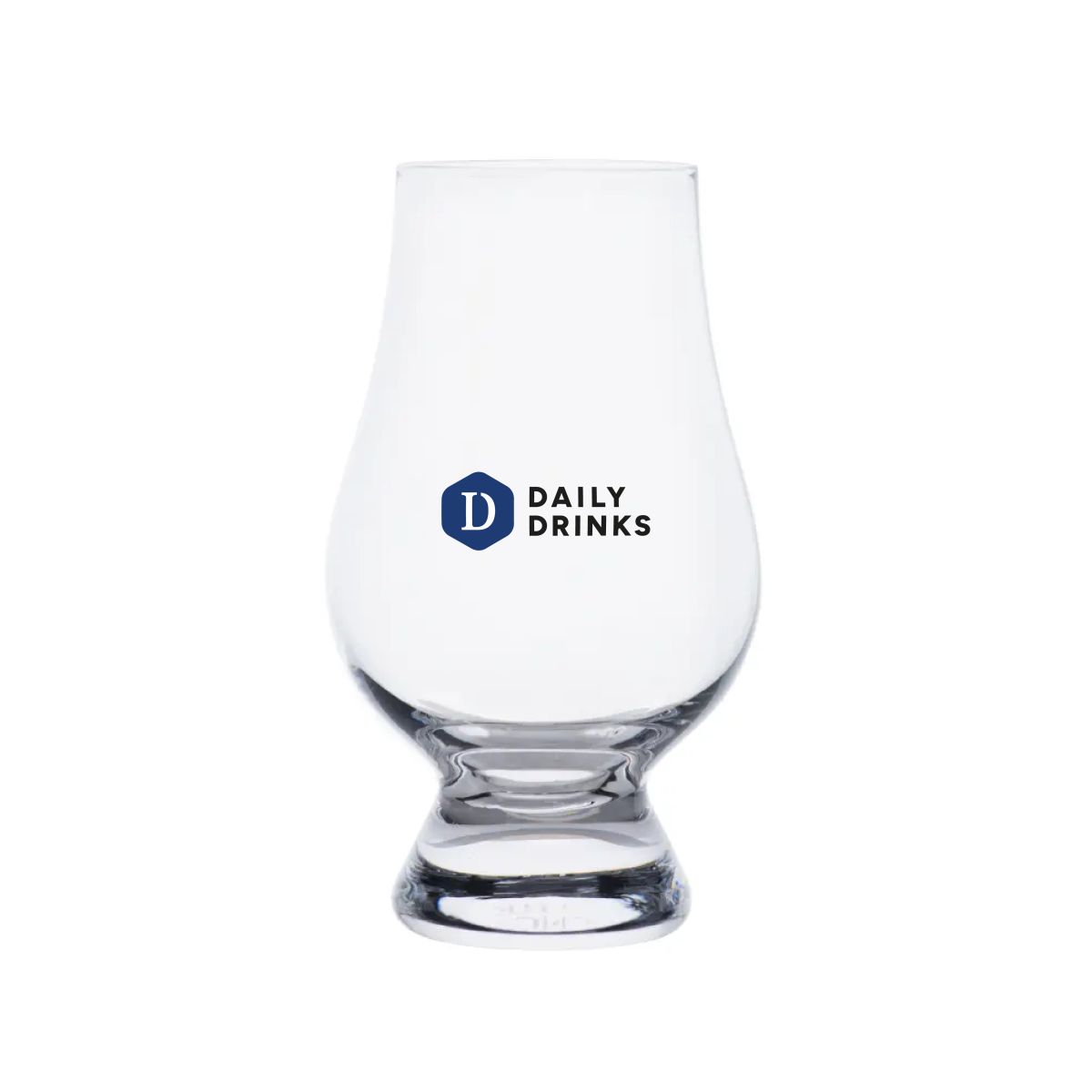 Glencairn whiskyglas 20 cl met meerkleurig DailyDrinks-logo op het vooraanzicht.