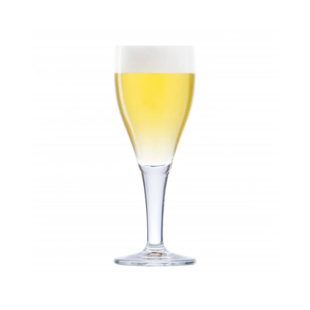 Harzer Pokal 20 cl tapmaat glas gevuld met drank op witte achtergrond