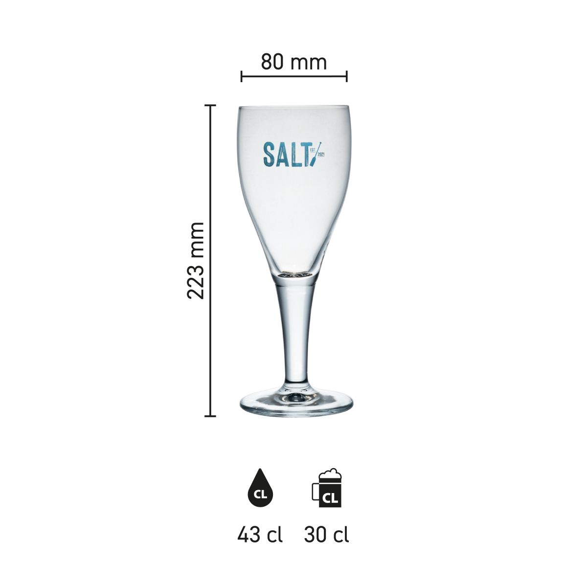 Maatvoering van het Harzer Pokal 30 cl tapmaat glas met hoogte, diameter en inhoud in infographic