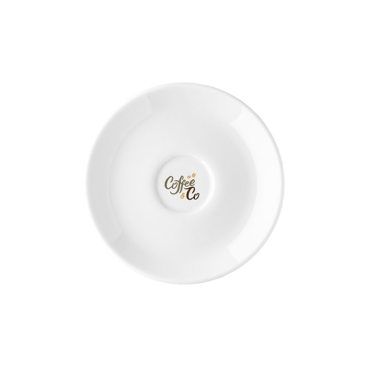 Isabelle Espresso Schotel 11 cm porselein met meerkleurig CoffeeCo-logo op de schotel
