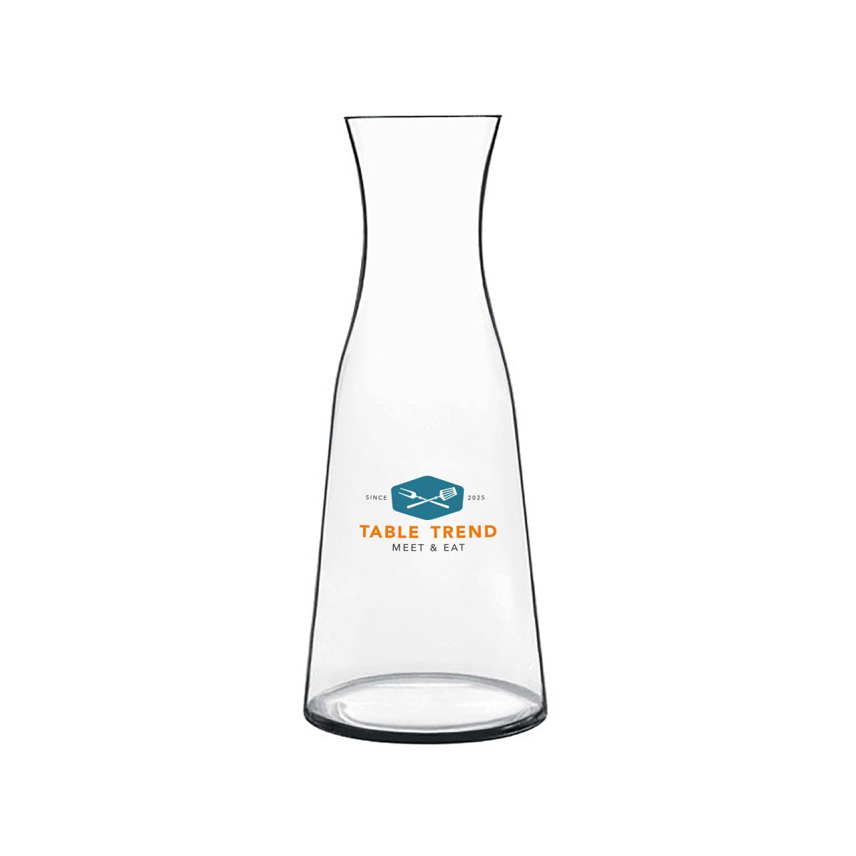Atelier karaf van 0,5 liter met meerkleurig TableTrend-logo bedrukt op de voorzijde van het glas.