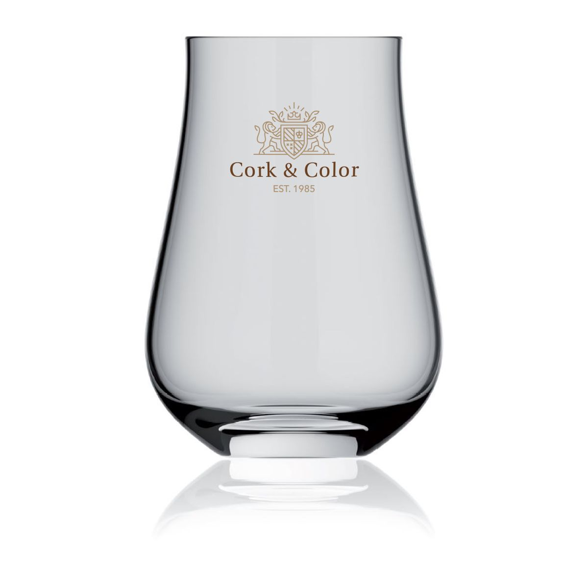 Lauren Glas 63 cl. met meerkleurig CorkColor-logo op het voorpaneel
