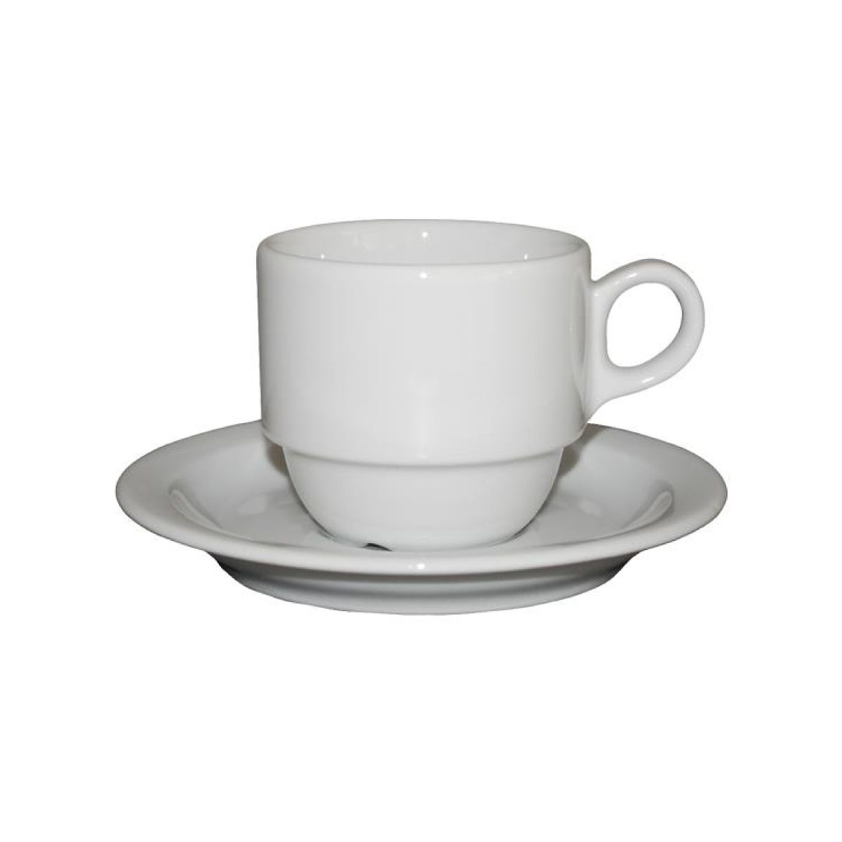 Witte porseleinen Legio koffieset 16 cl van voren gezien, geschikt voor dagelijks gebruik.