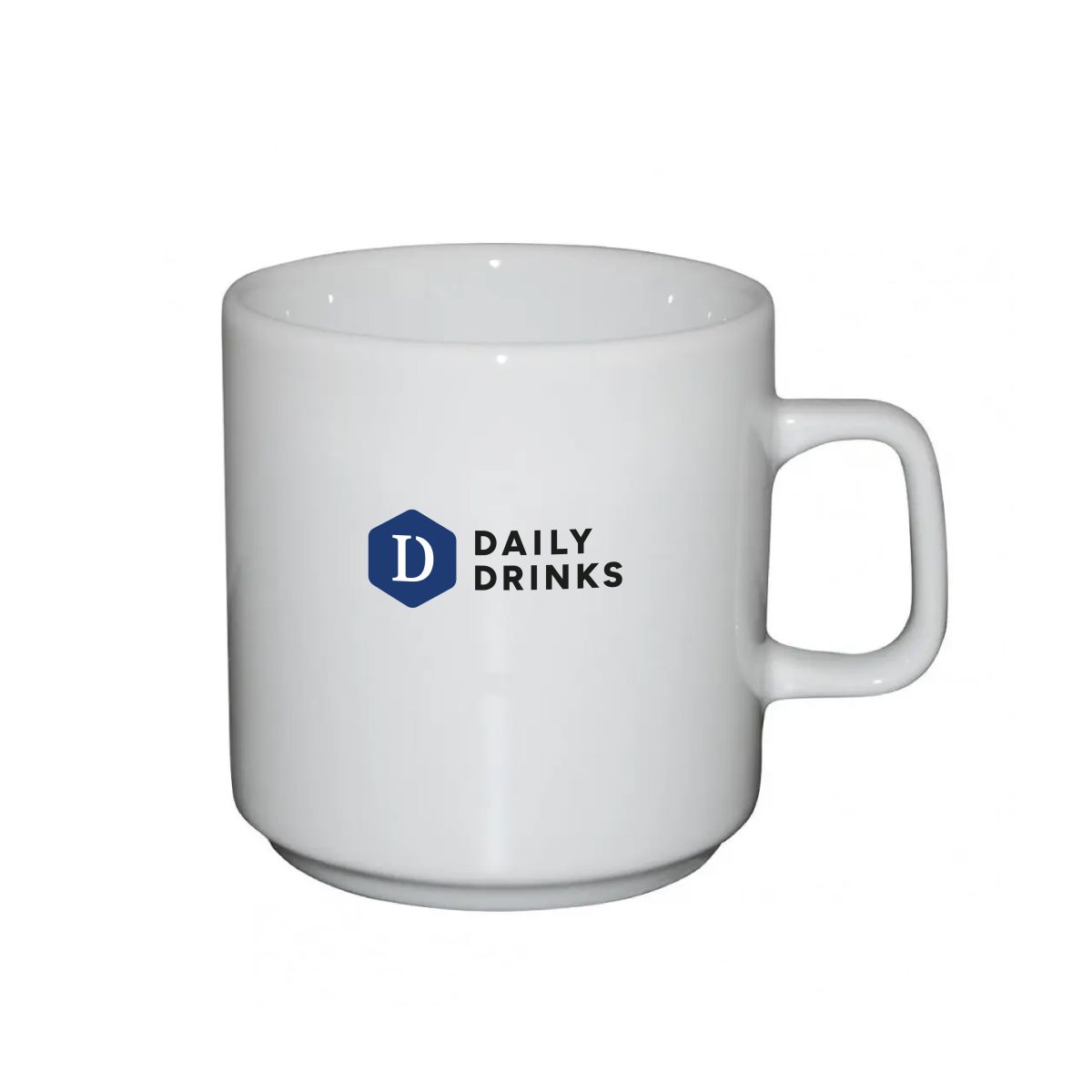 Margot mok 20 cl porselein met meerkleurig DailyDrinks-logo op het voorpaneel
