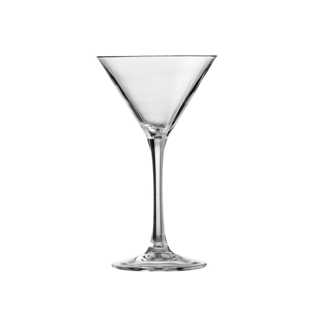 Martini cocktailglas van 21 cl in helder glas, recht van voren afgebeeld voor een symmetrisch beeld.