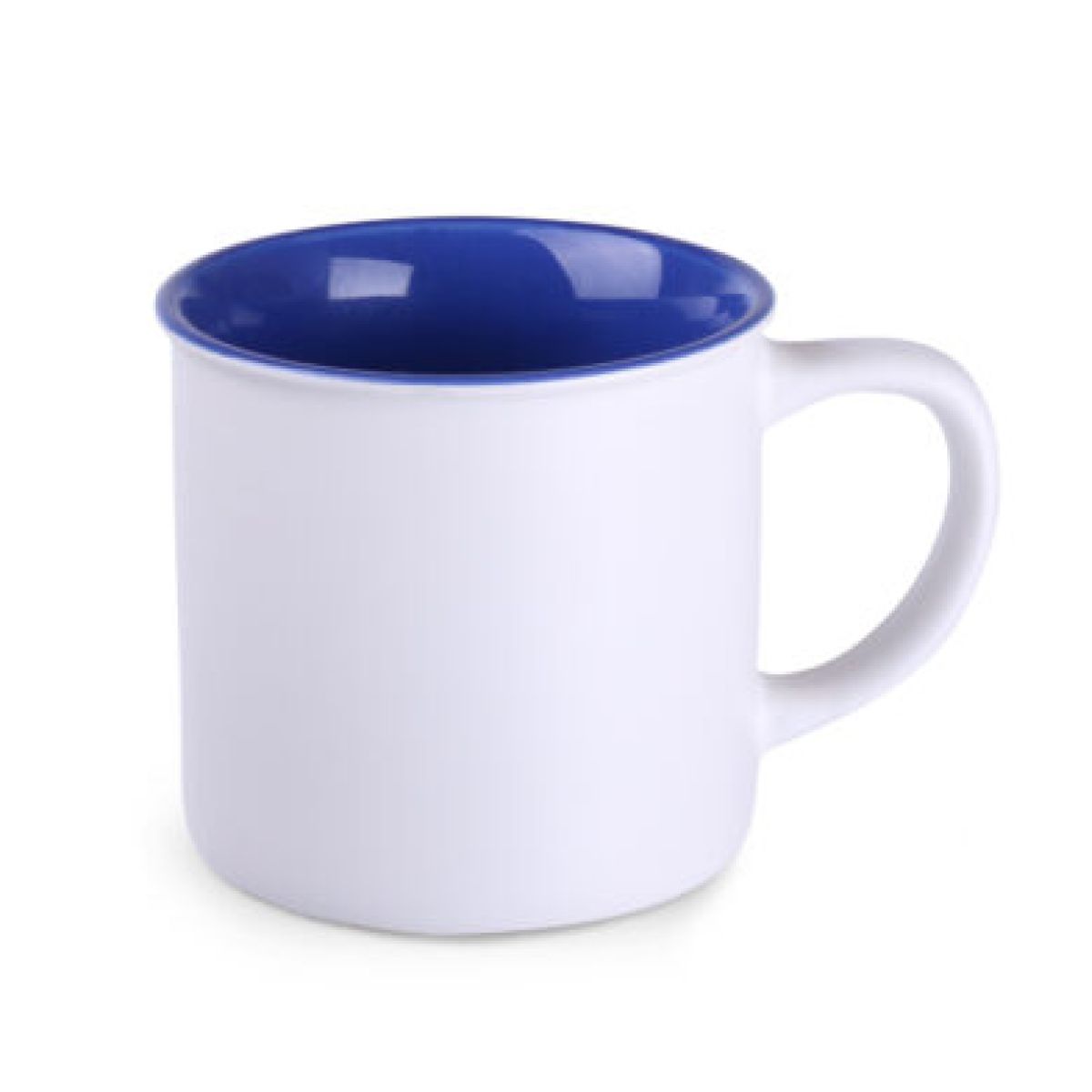 Vooraanzicht van wit-blauwe Mok Loft Pure 31 cl. keramiek met glad oppervlak en ronde oorvorm.