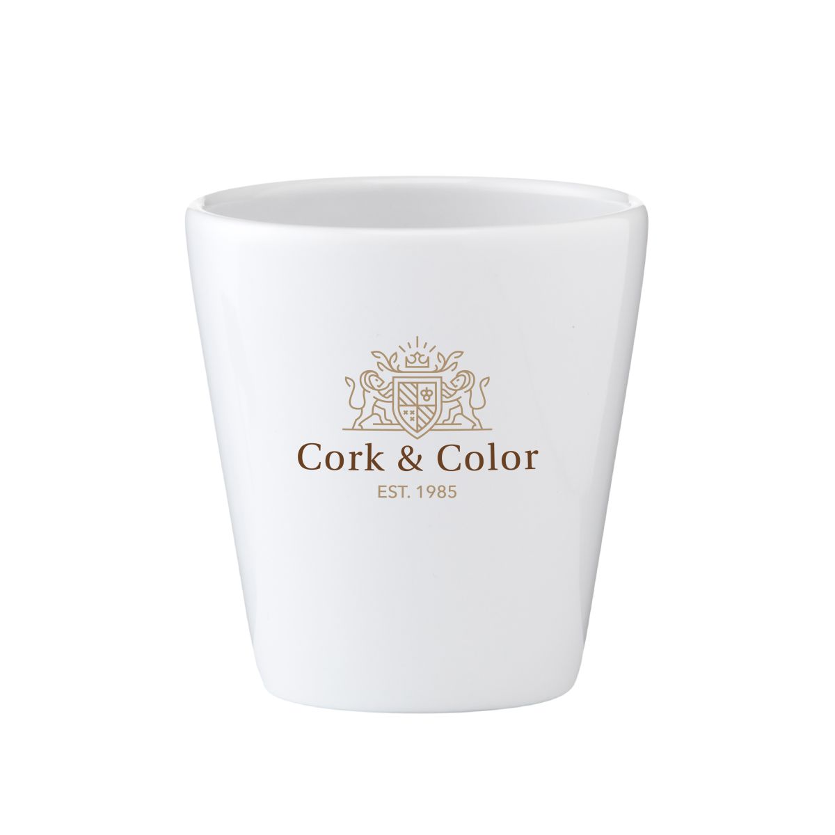 Mok Palermo zonder oor met meerkleurig ‘CorkColor’-logo op de voorkant.
