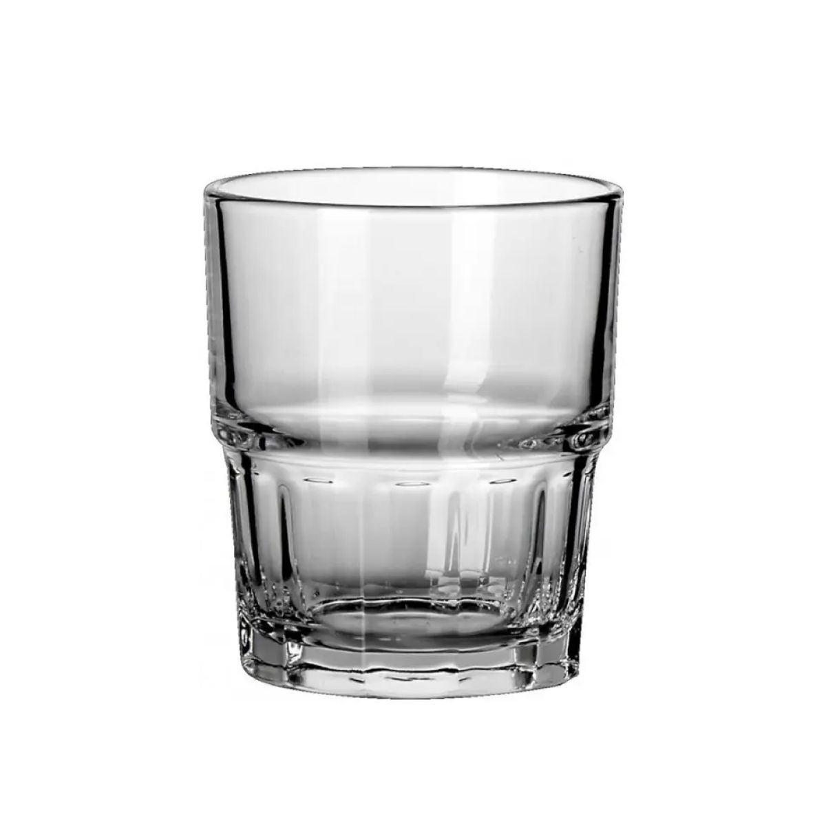 Vooraanzicht van transparant Next Spatje glas 20 cl met rechte cilindervorm en glad oppervlak.
