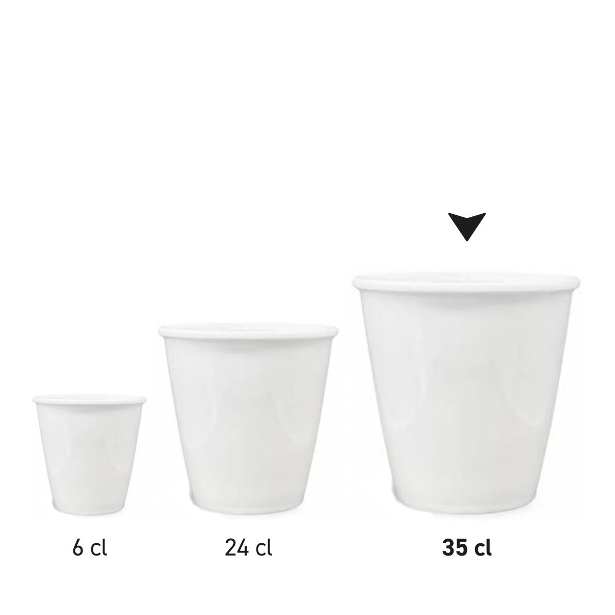 Seriebeeld toont meerdere porseleinen papercups naast elkaar gepresenteerd.