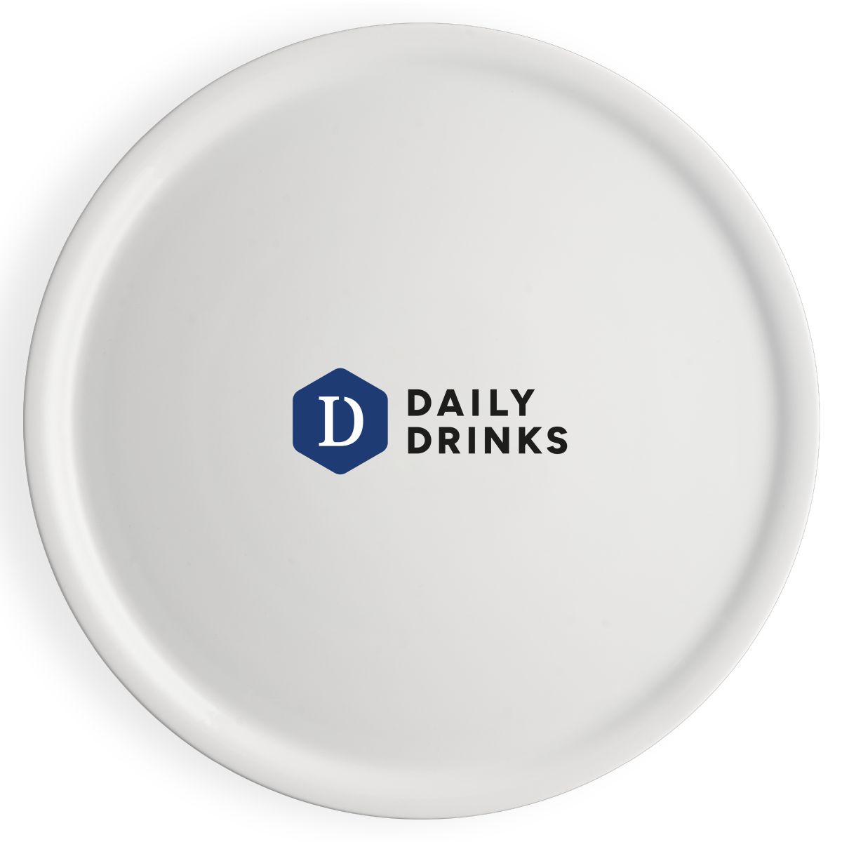 Pizzabord Essentials wit 32 cm porselein met meerkleurig DailyDrinks logo op voorzijde, strak en duidelijk bedrukt