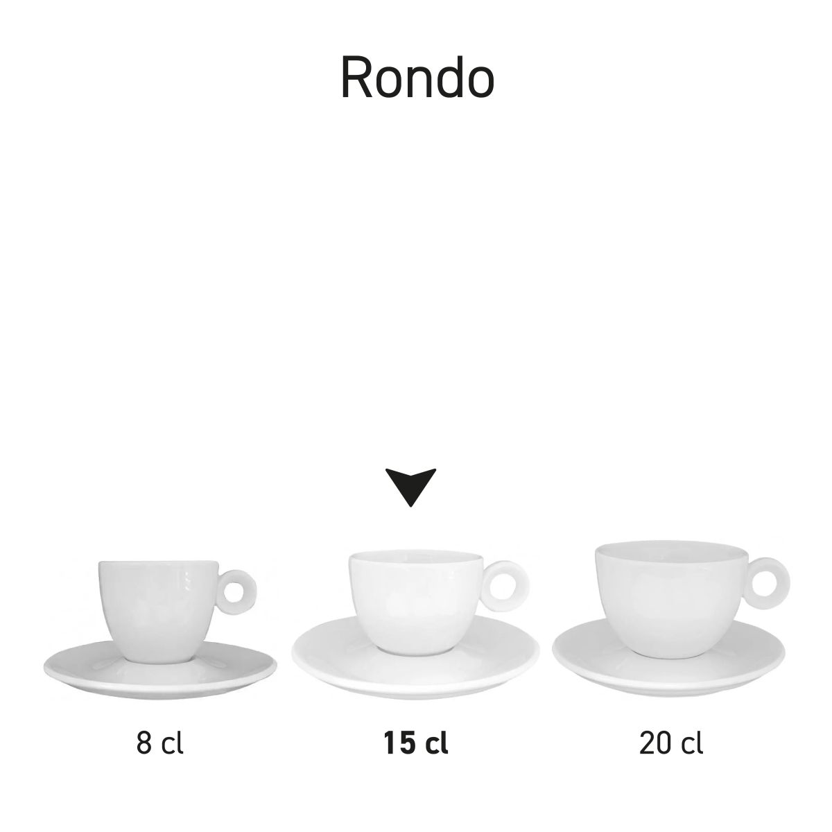 Rondo Koffie sets porselein weergegeven in serie met diverse uitvoeringen naast elkaar.