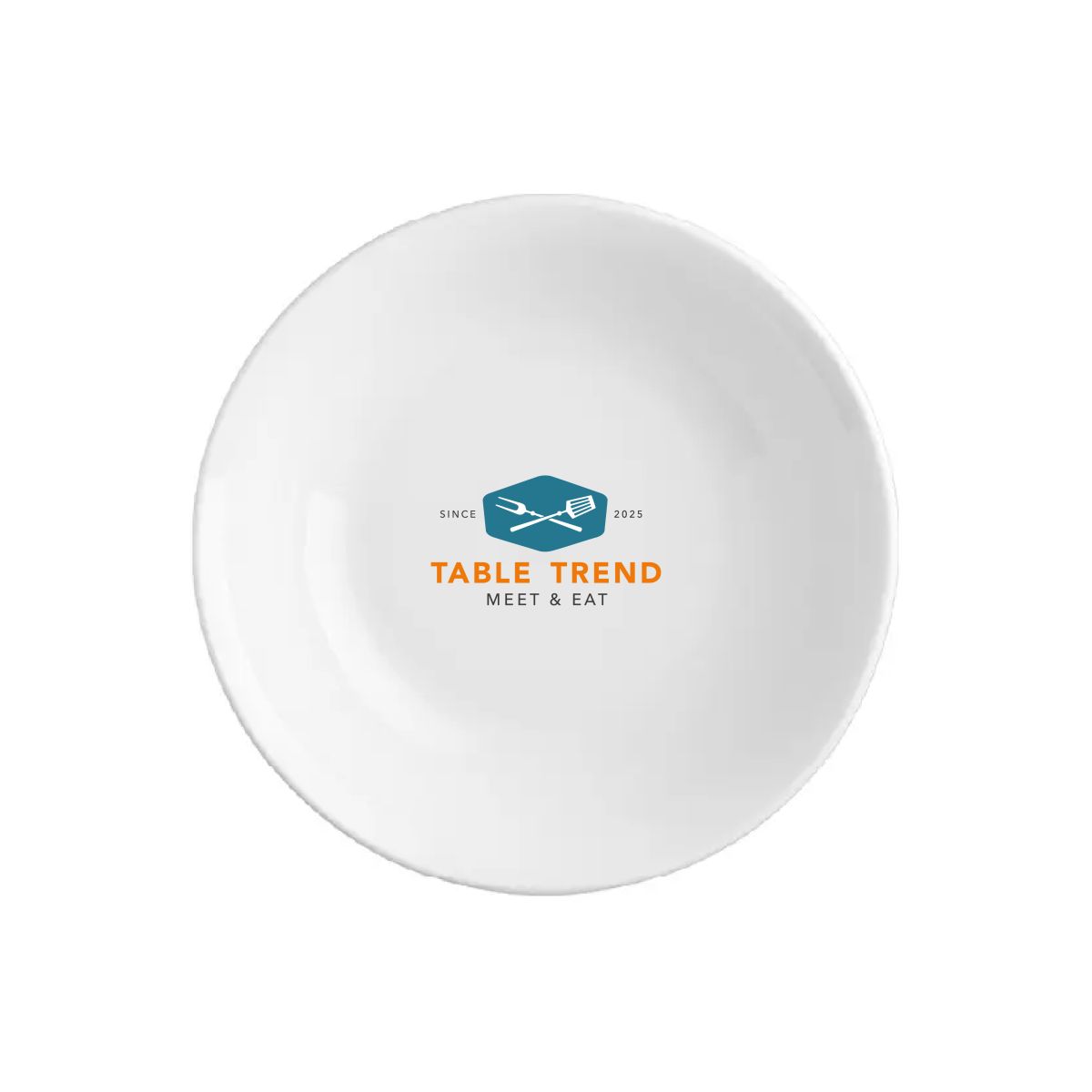Porseleinen schaal Princip 16 cm met meerkleurig TableTrend-logo duidelijk zichtbaar op het front.