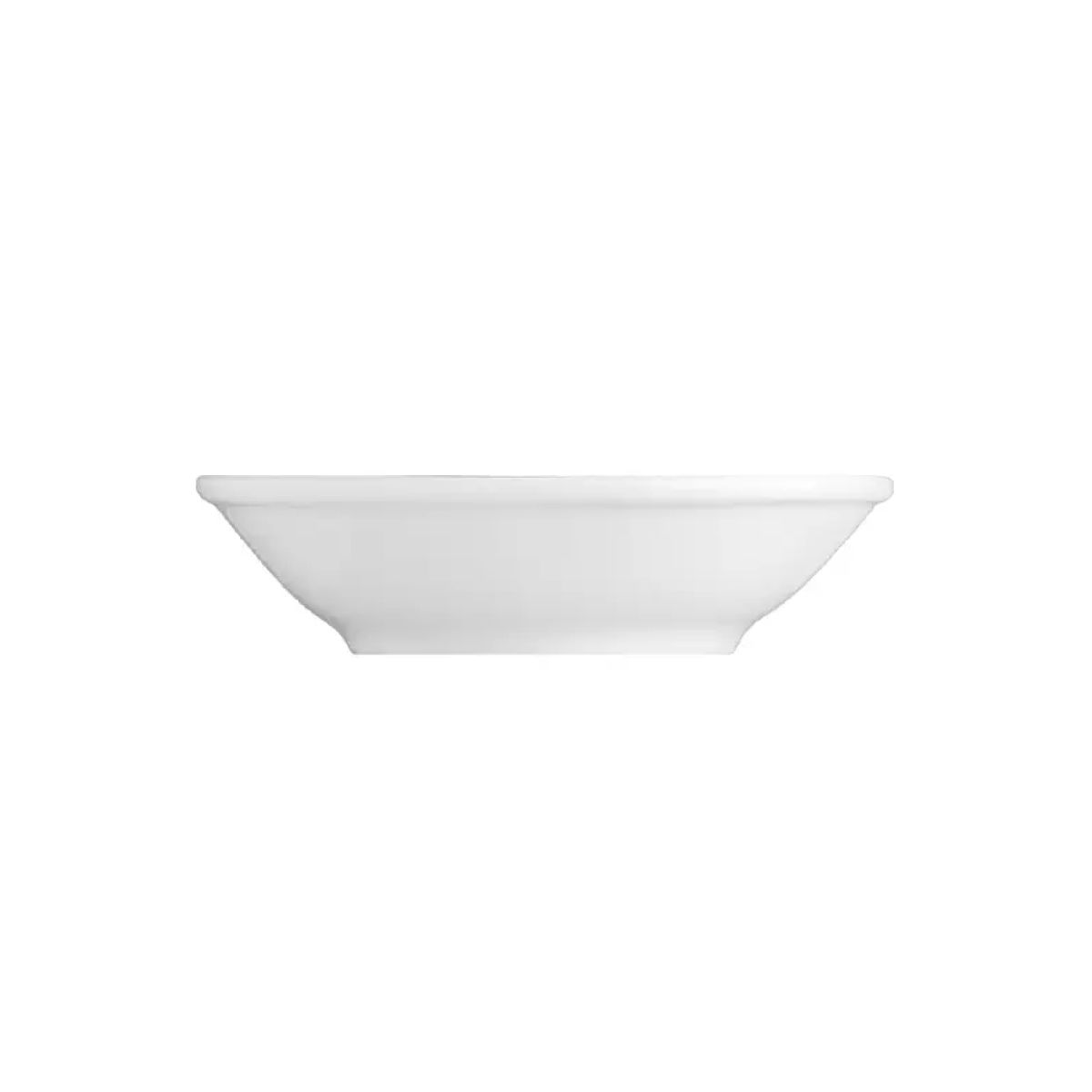 Zijaanzicht van porseleinen schaal Princip 16 cm met licht gebogen rand en stevige basis.