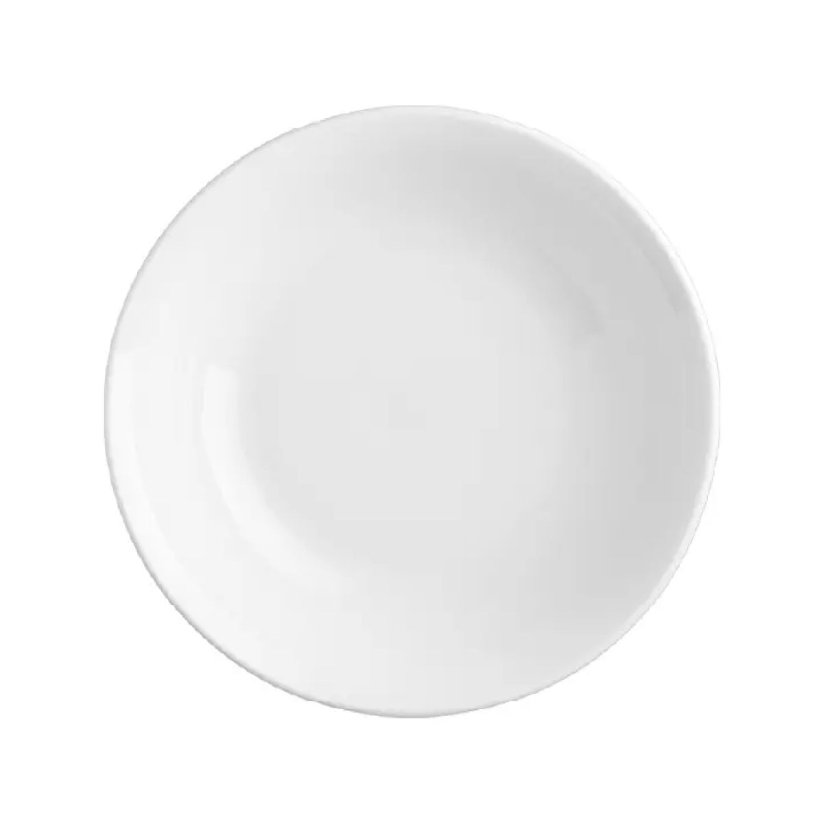 Vooraanzicht van witte porseleinen schaal Princip 20 cm met gladde afwerking en minimalistisch design.