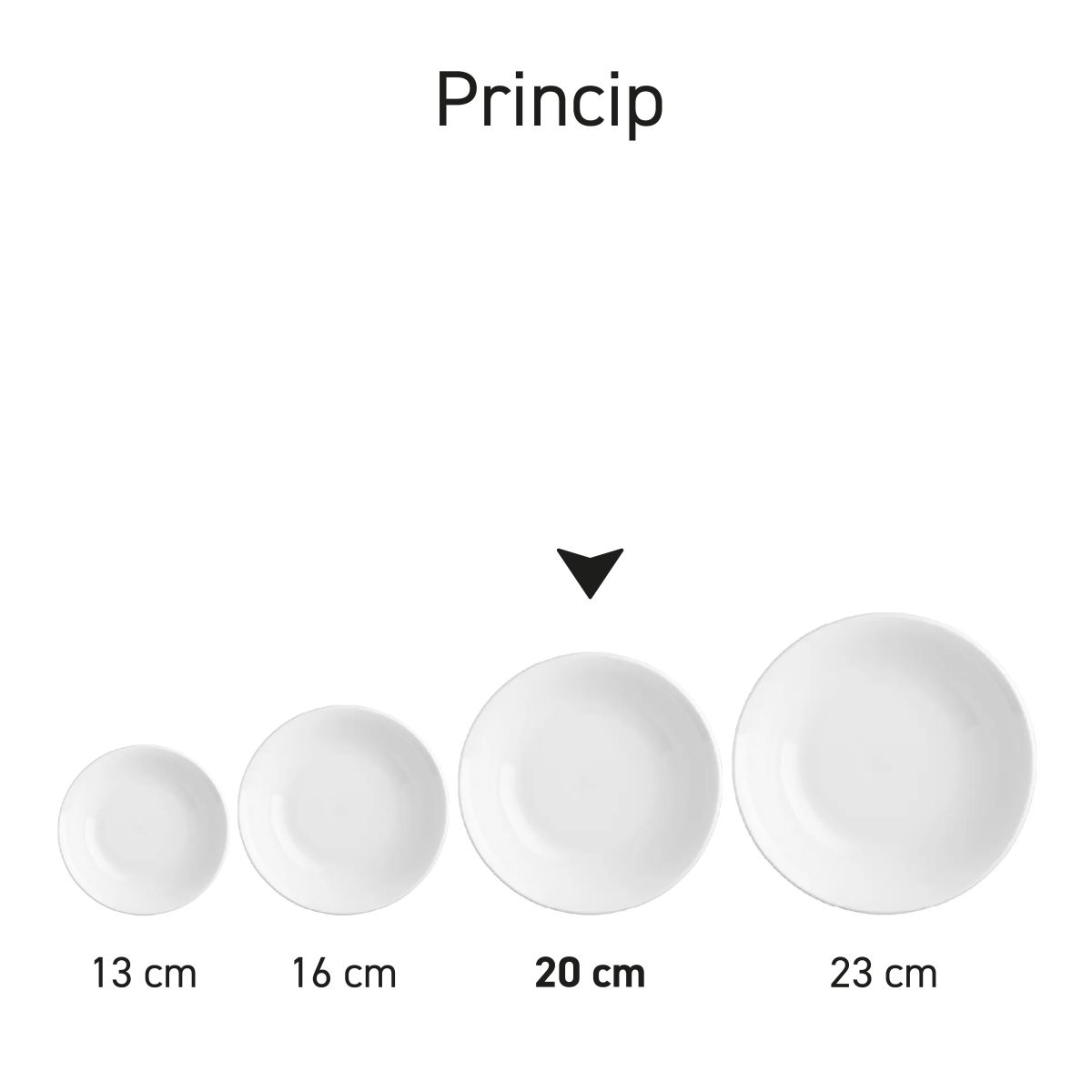 Serie porseleinen schalen Princip in overzichtsbeeld met verschillende varianten naast elkaar.