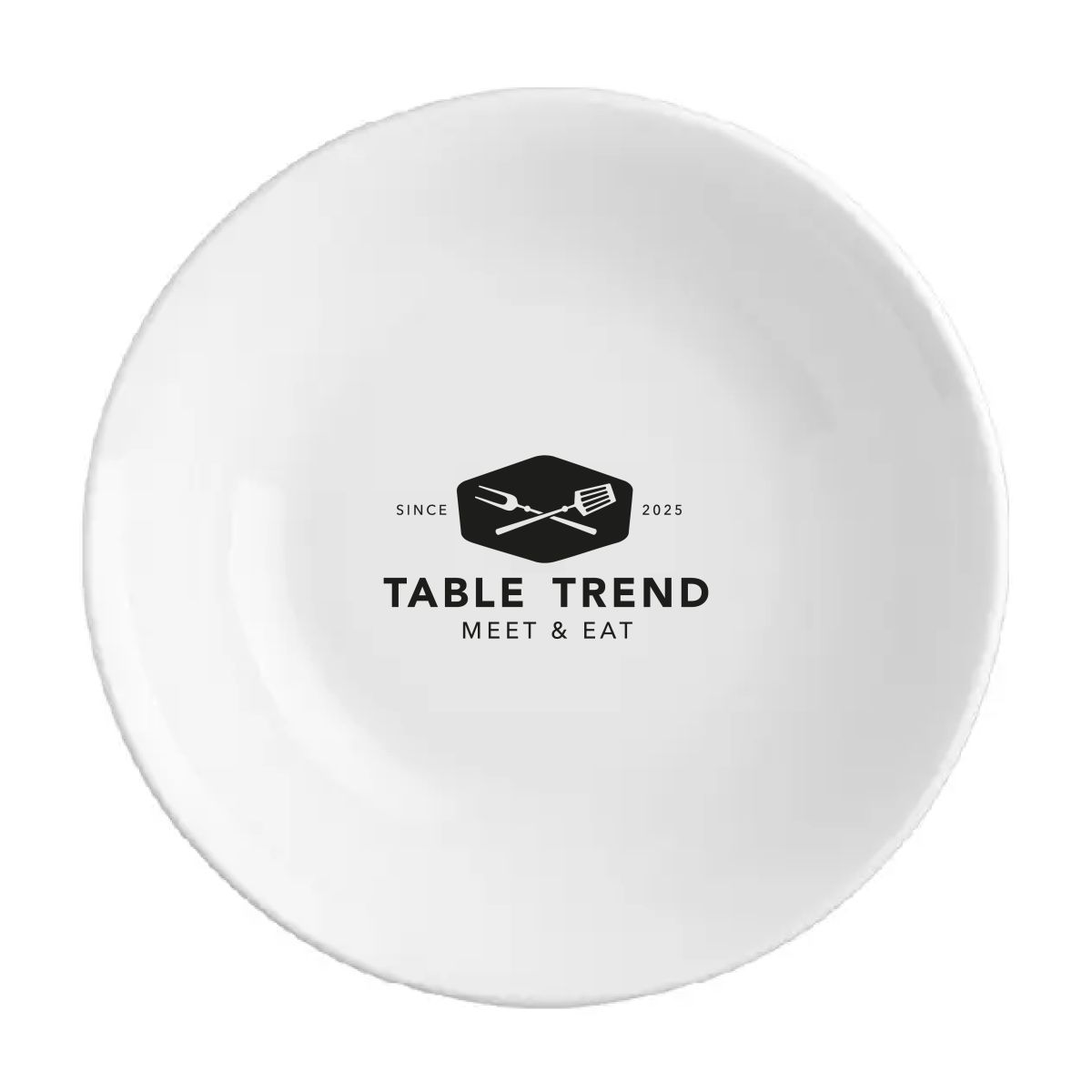 Schaal Princip 23 cm porselein met TableTrend-logo in één kleur gecentreerd op het voorvlak.
