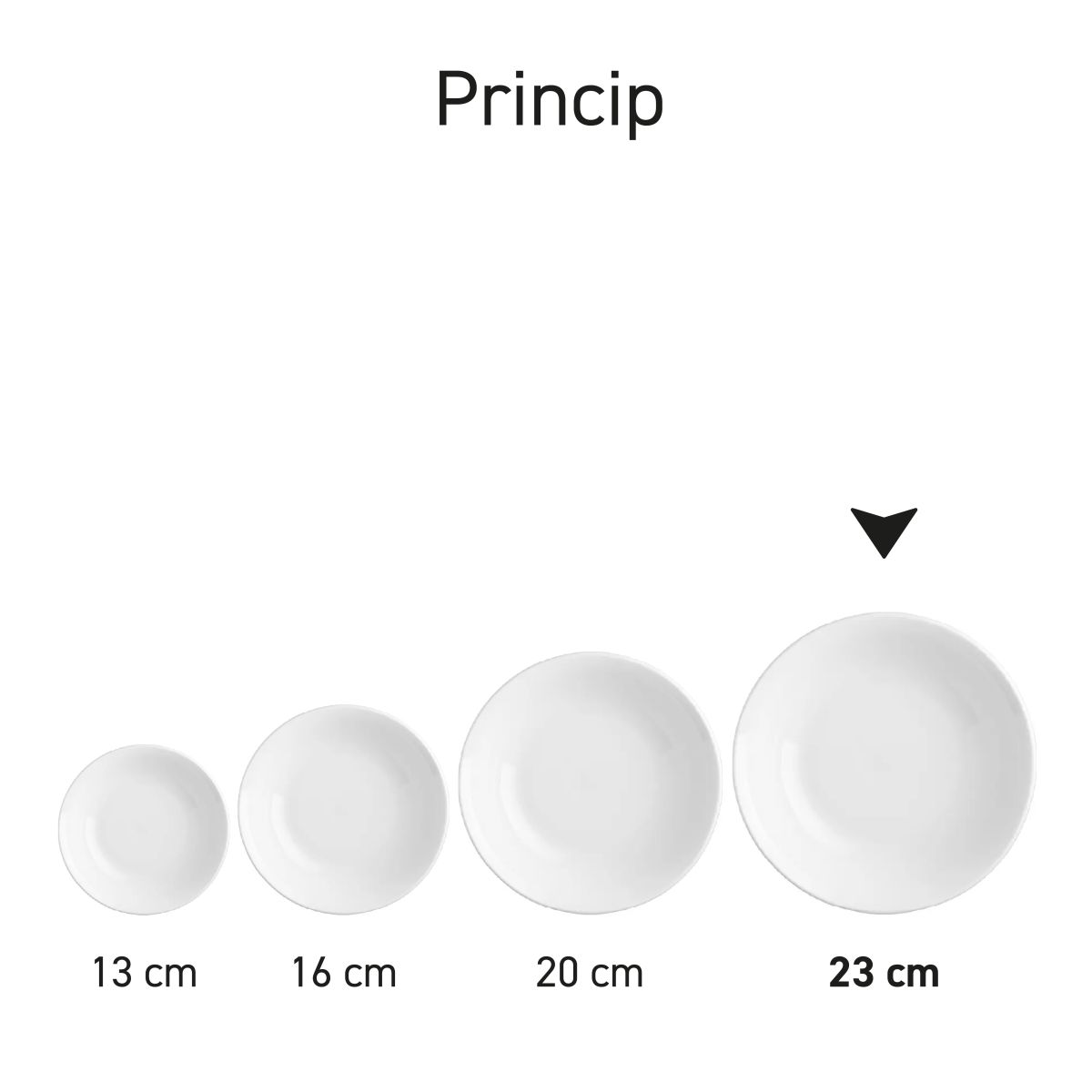 Reeks schalen Princip naast elkaar gepresenteerd in serieweergave.