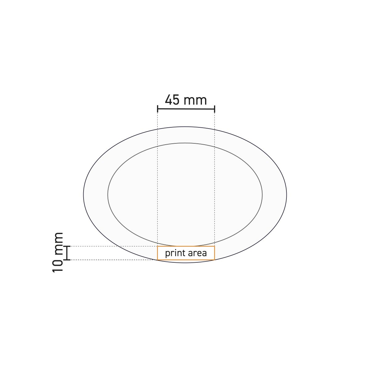 Technische werktekening met drukgebied voor schaal Princip 24 cm porselein.