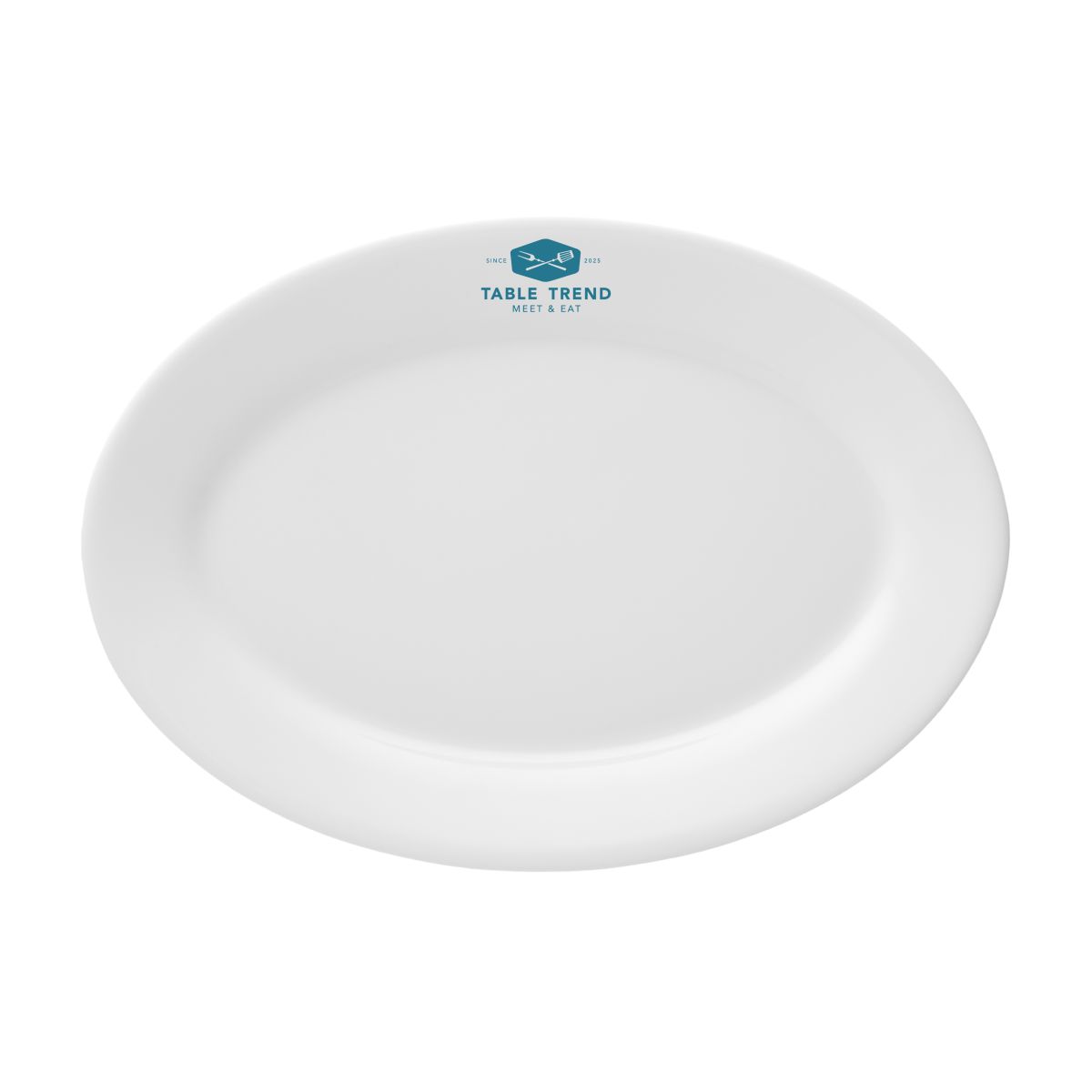 Princip schaal 32 cm porselein met blauw TableTrend-logo in vooraanzicht.