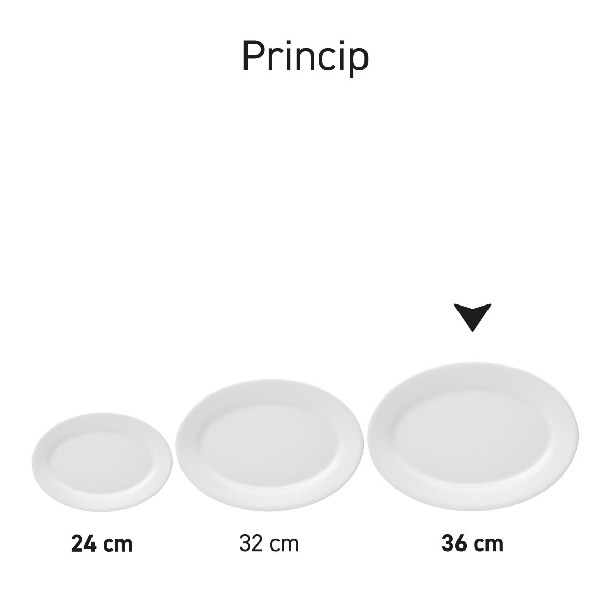 Overzicht van serie porseleinen schalen Princip.