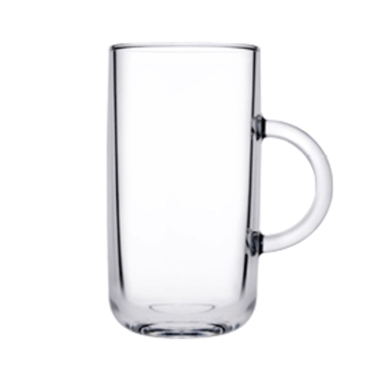 Vooraanzicht van theeglas Iconic 27 cl. in transparant glas met rechte, gladde wand.