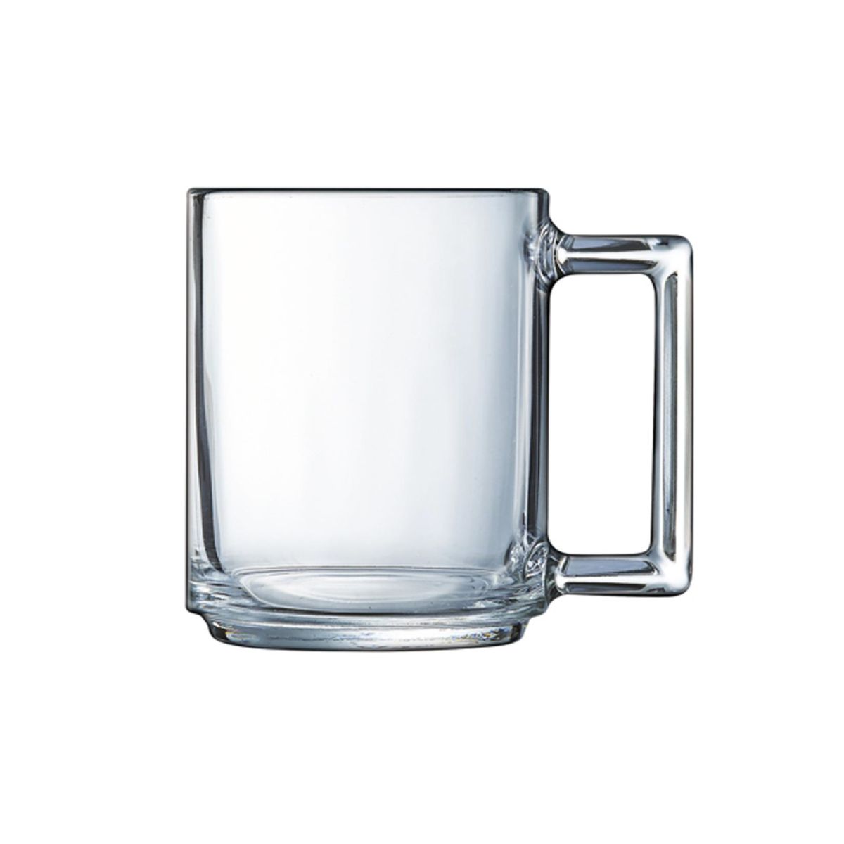 Vooraanzicht van het Theeglas Karo van 25 cl. gemaakt van helder glas met rechte wanden en een strak, tijdloos ontwerp.