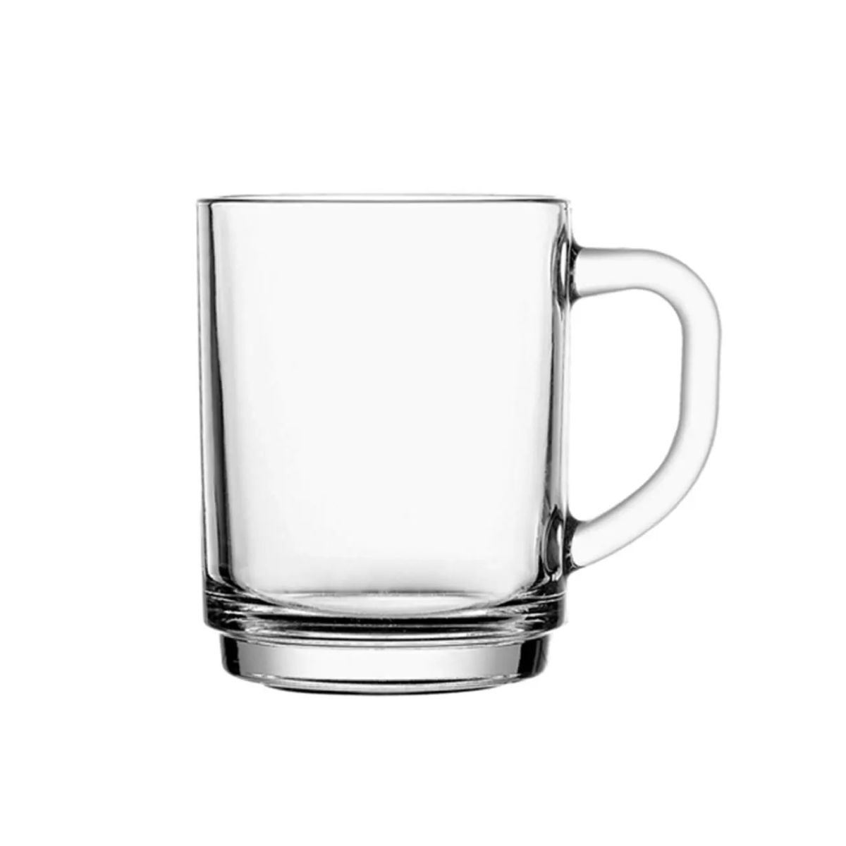 Vooraanzicht van helder Stapelo theeglas 25 cl. met stapelbare vorm en glad oppervlak.