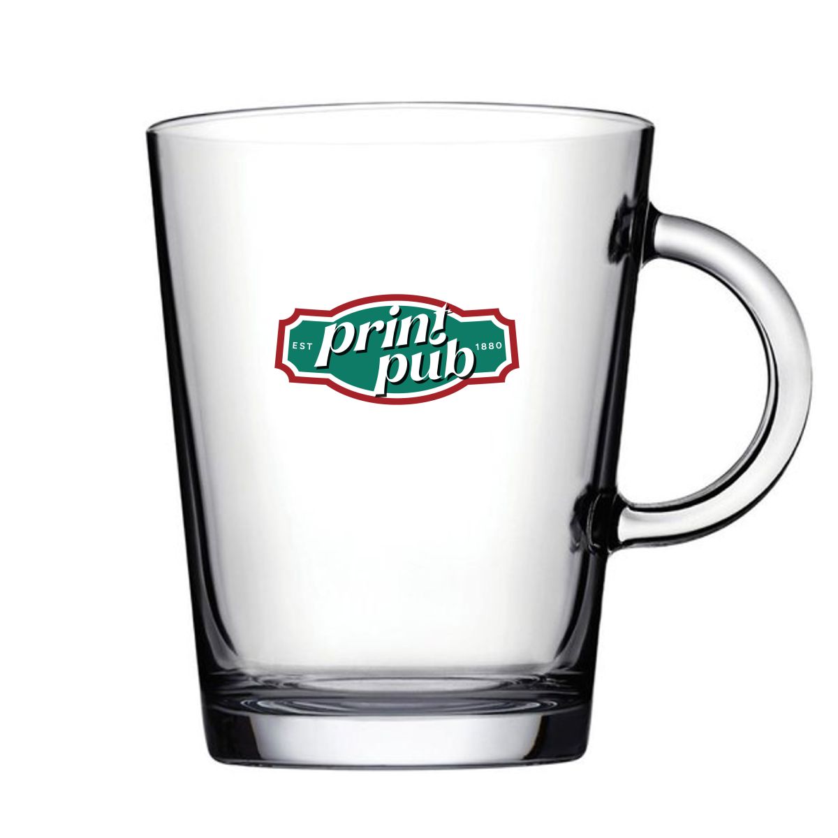 Transparant Tribeca glas 40 cl. voorzien van meerkleurig PrintPub-logo op de voorzijde.