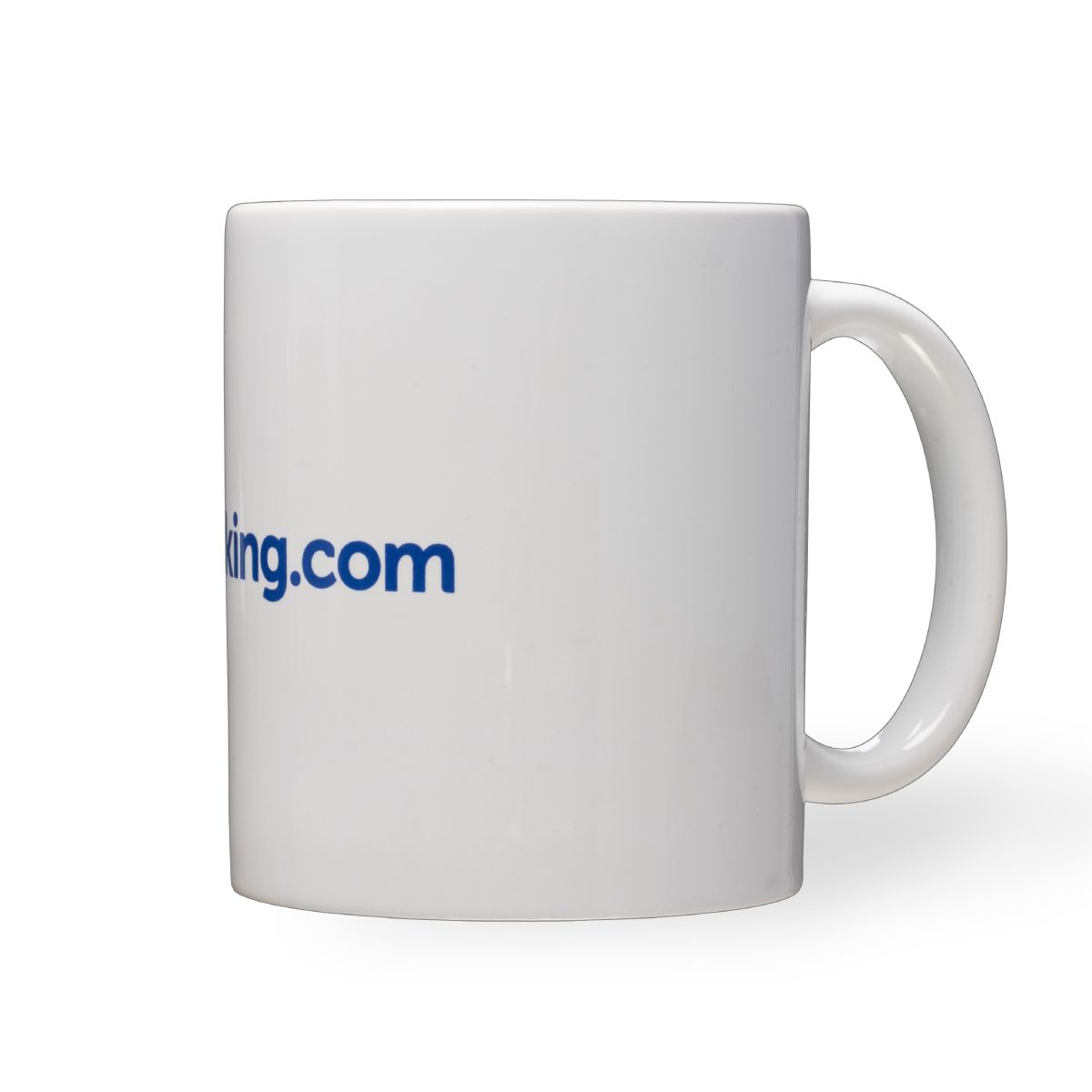 Tomek mok 30 cl. van porselein met eenkleurig logo van Booking.com op het voorpaneel