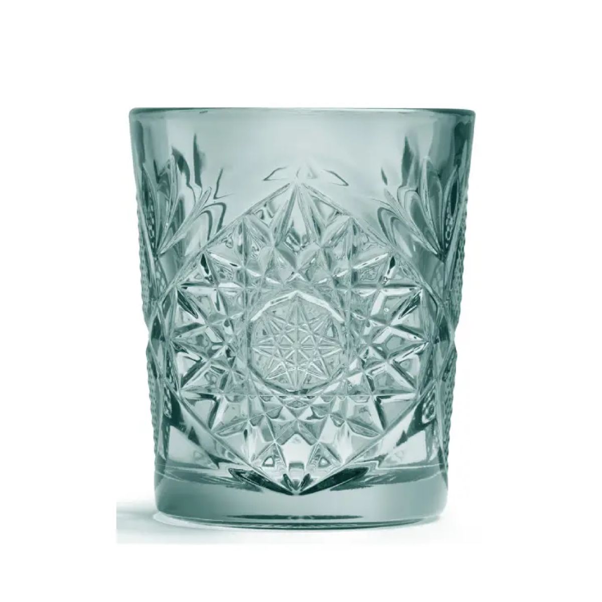 Groene Tumbler Onis Hobstar 35 cl glas met geslepen sterpatroon, vooraanzicht zonder bedrukking
