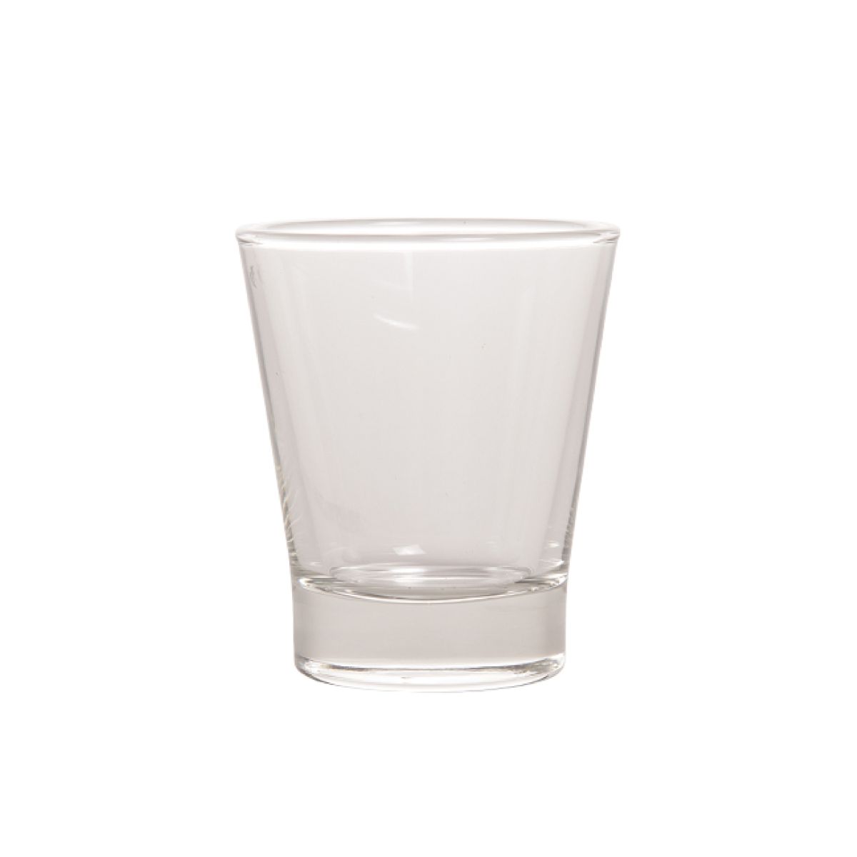 Vooraanzicht van helder waterglas Cafeïno 9 cl, gemaakt van transparant glas met rechte vorm.