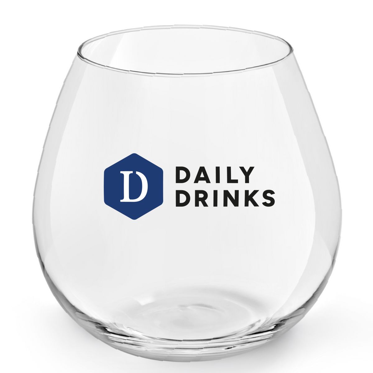 Voorzijde van Ronda wijnglas 72 cl met kleurrijk DailyDrinks-logo op het glas.