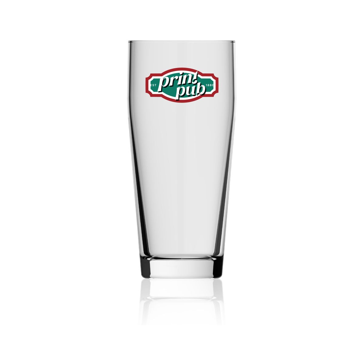 Willibecher 38 cl glas met meerkleurig PrintPub-logo op het voorpaneel