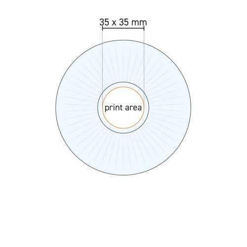 Gedetailleerde werktekening van Barshine koffieschotel 14 cm in glas met drukgebiedmarkering.