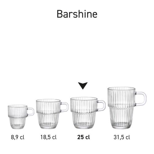 Serieoverzicht van Barshine glazen, met meerdere uitvoeringen in beeld.