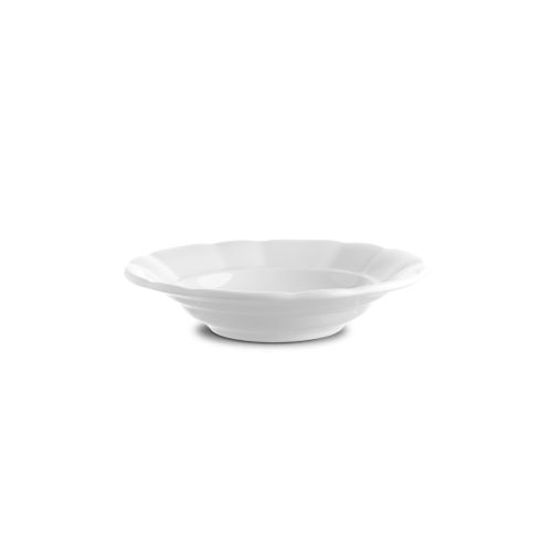 Zijaanzicht van bord Bernice diep 24 cm porselein met verhoogde rand en diepe bodem.
