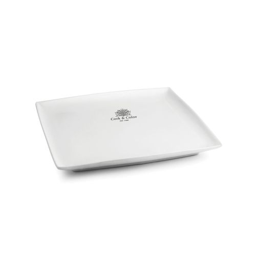Vierkant Squito bord 23 cm van porselein met 1-kleur logo CorkColor op het vooraanzicht.