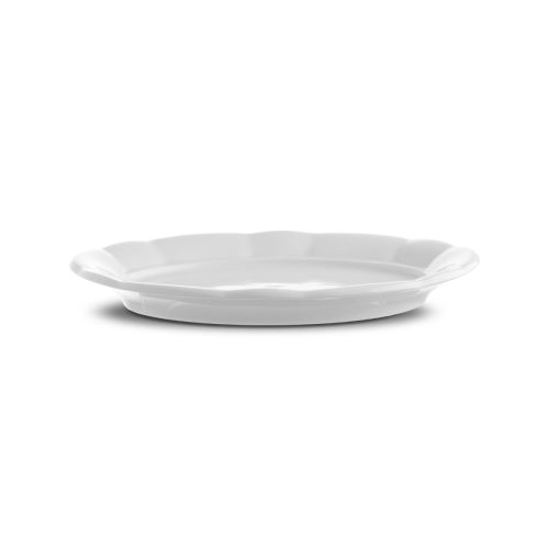 Zijaanzicht van schaal Bernice 26 cm porselein met licht opstaande rand en diepe kom.
