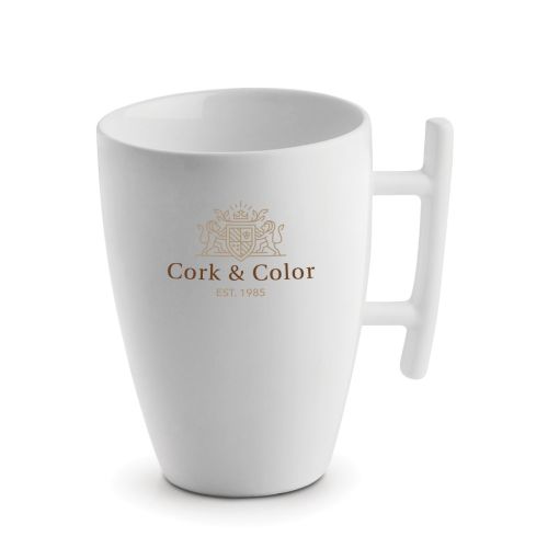Squito mok 30 cl in porselein met meerkleurig CorkColor logo op het vooraanzicht.