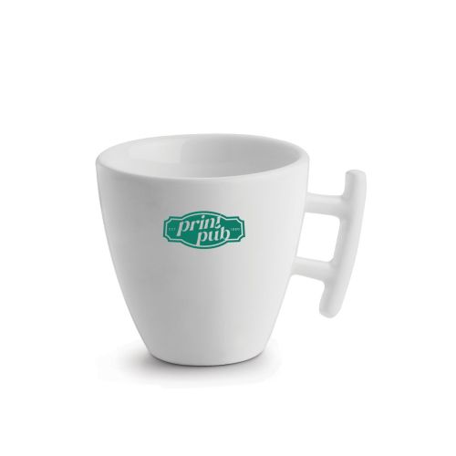 Witte Squito kop17 cl.  van porselein met PrintPub logo in één kleur op het vooraanzicht.