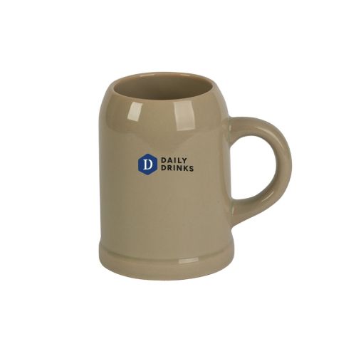 Aardewerk stenen bierpul 30 cl met meerkleurig DailyDrinks logo op voorzijde, stevige bierpul voor bier.