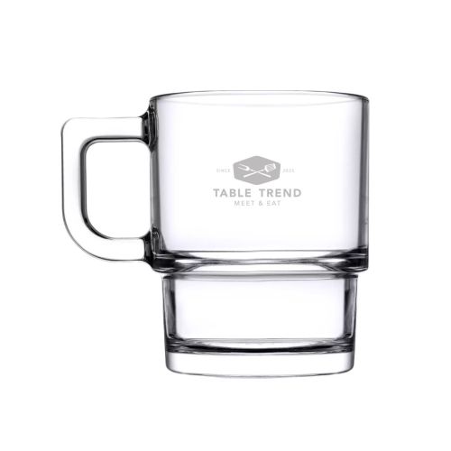 Theeglas Hill 32 cl van glas met gegraveerd TableTrend-logo op het vooraanzicht.