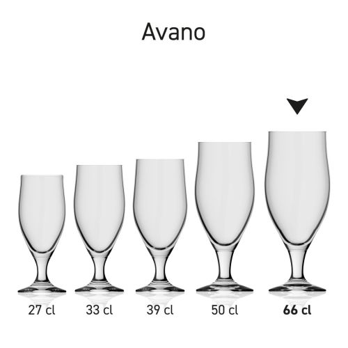 Bierglas Avano 66 cl glas in serie, meerdere exemplaren naast elkaar getoond