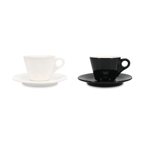 Kleurvariaties van Baristo Cappuccino 21 cl. SET porselein overzichtelijk gepresenteerd naast elkaar.