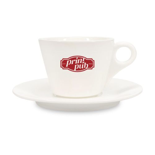Baristo Cappuccino 21 cl. SET bedrukt met éénkleurig PrintPub-logo op de voorzijde van de porseleinen kop.