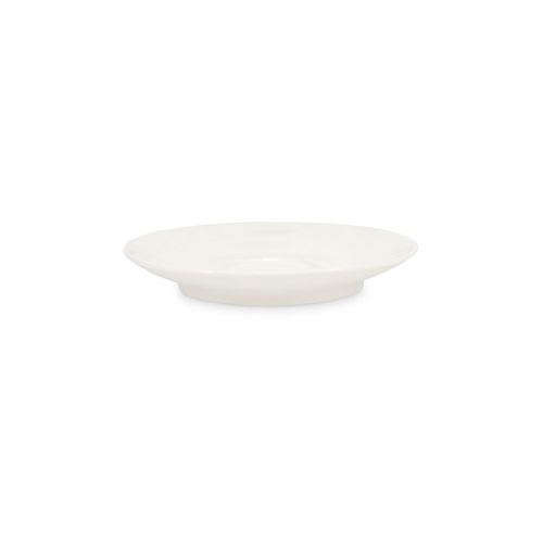 Zijkant van Baristo Espresso Schotel 12,5 cm in porselein toont lichte opstaande rand.