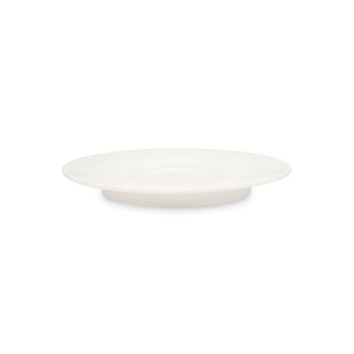 Zijkant van Baristo Cappuccino Schotel 15,5 cm in porselein met subtiel oplopende rand.