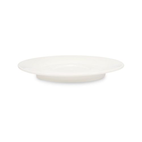 Zijkant van Baristo Latte Schotel 16,5 cm toont porseleinen schotel met licht gebogen rand.